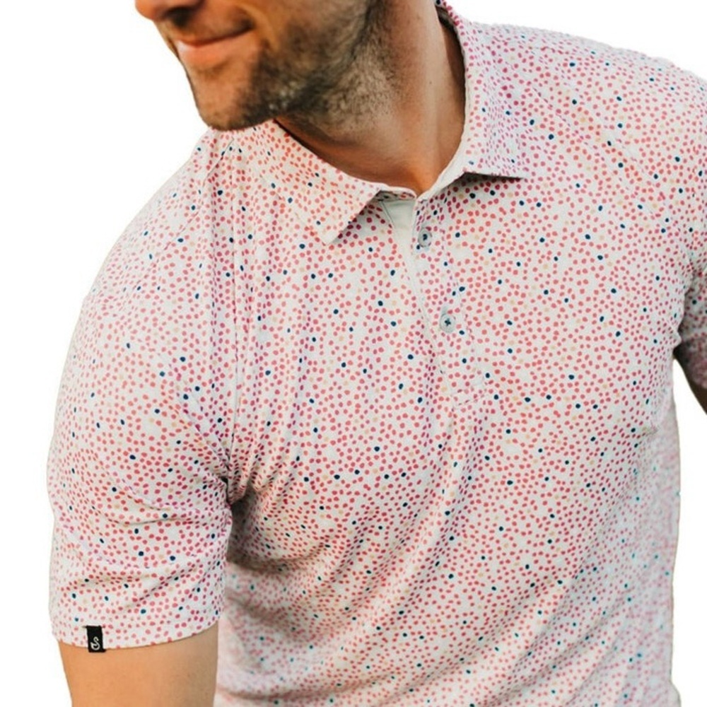 Swannies Wyatt Golf Polka Dot Polo Shirt Men's Size XL Preppy Spring Athletic